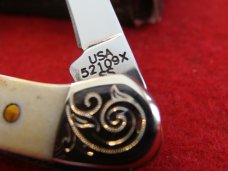 Case XX Baby Copperhead #52109X SSP "Blue Scroll"'Scrolled Bolsters Stag 2006