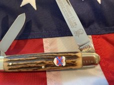 Vintage Kissing Crane  General  Robert E Lee Civil War Whittler w/ Great Stag Handles +CSA shield