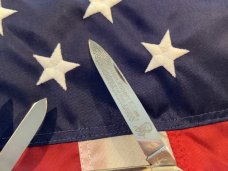 Vintage Kissing Crane  General  Robert E Lee Civil War Whittler w/ Great Stag Handles +CSA shield