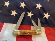 Vintage Kissing Crane  General  Robert E Lee Civil War Whittler w/ Great Stag Handles +CSA shield