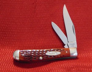 VINTAGE CASE XX 6207 MINI- TRAPPER KNIFE RED BONE HANDLES 1940/1964 