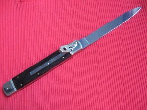 Solingen German Hubertus Large 10" Leverlock Switchblade Knife - Horn