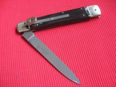 Solingen German Hubertus Large 10" Leverlock Switchblade Knife - Horn