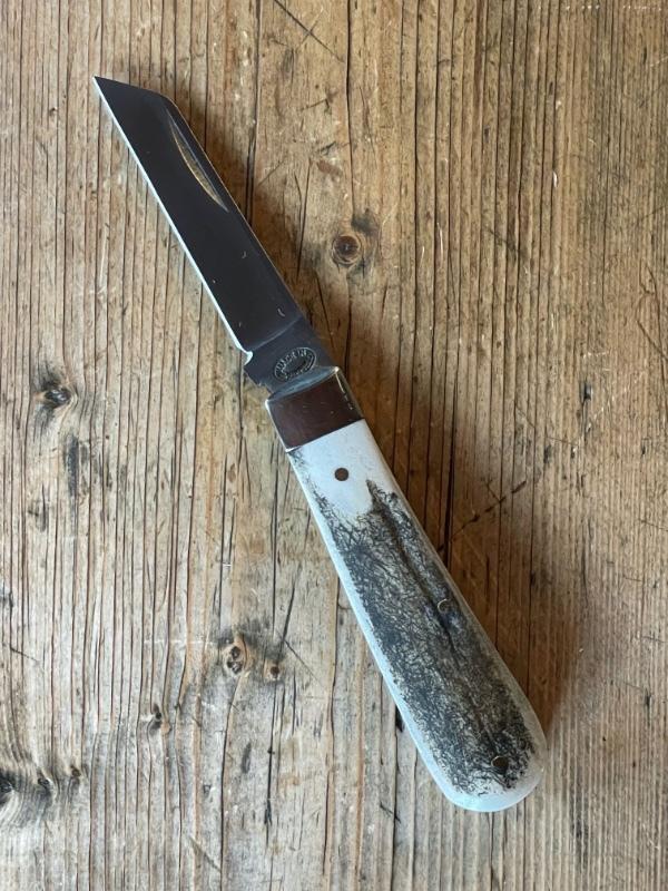A Wright & Son Sheffield, England Small Lambsfoot Knife with Stag Scales 
