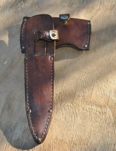 Utica USA Sportsman Knife Hatchet Set In Leather Sheath Light Use 1950's  Mirror Factory Polish