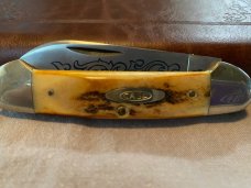 CASE XX 52131 SSP BLUE SCROLL CANOE KNIFE 3 DOT (1977) NEW OLD STOCK CASE XX 52131 SSP BLUE SCROLL CANOE KNIFE 3 DOT (1977) NEW OLD STOCK