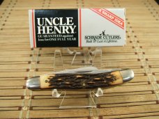 SCHRADE UNCLE HENRY 834UH RANCHER TRIPLE BLADE STOCKMAN FOLDING USED POCKET KNIFE WITH BOX & PAPERS SCHRADE UNCLE HENRY 834UH RANCHER TRIPLE BLADE STOCKMAN FOLDING USED POCKET KNIFE WITH BOX & PAPERS