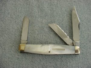 Vintage William Rodgers, Sheffield, England, Pearl Handle, File-Worked, Classic Stockman's Knife 
