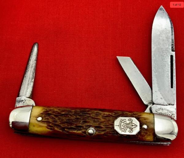 Vintage **RARE** CATTARAUGUS CUTLERY CO No. C2589 Whitt-L-Kraft Official Boy Scout Pocket Knife Stag Vintage **RARE** CATTARAUGUS CUTLERY CO No. C2589 Whitt-L-Kraft Official Boy Scout Pocket Knife Stag