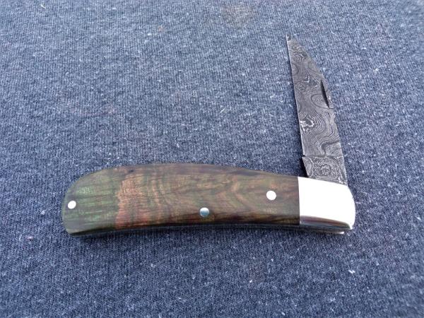 TUNA VALLEY PHOENIX JACK GREEN MAPLE BURL DAMASCUS