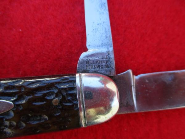 VINTAGE JOHN PRIMBLE BELKNAP HDW. NICE PRETTY BONE SCALES CIGAR PATTERN 2 BLADE VINTAGE JOHN PRIMBLE BELKNAP HDW. NICE PRETTY BONE SCALES CIGAR PATTERN 2 BLADE