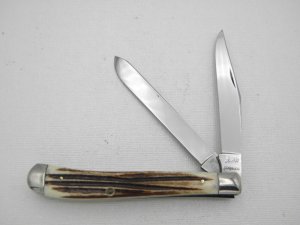 Queen Cutlery #24 Slim Trapper Winterbottom bone:  4 1/8” closed, early 1950s, Q STAINLEESS