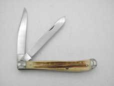 Queen Cutlery #24 Slim Trapper Winterbottom bone: 4 1/8” closed, early 1950s, Q STAINLEESS Queen Cutlery #24 Slim Trapper Winterbottom bone: 4 1/8” closed, early 1950s, Q STAINLEESS