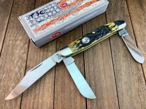 Case Stockman Olive Peach Seed Jigged Bone 2014