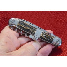 VINTAGE F. HERDER A. SN SOLINGEN ( NO GERMANY ON TANG ) GENUINE STAG SALES SAMPLE CHAMPAGNE KNIFE VINTAGE F. HERDER A. SN SOLINGEN ( NO GERMANY ON TANG ) GENUINE STAG SALES SAMPLE CHAMPAGNE KNIFE