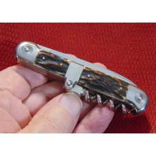 VINTAGE F. HERDER A. SN SOLINGEN ( NO GERMANY ON TANG ) GENUINE STAG SALES SAMPLE CHAMPAGNE KNIFE VINTAGE F. HERDER A. SN SOLINGEN ( NO GERMANY ON TANG ) GENUINE STAG SALES SAMPLE CHAMPAGNE KNIFE