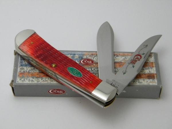 Case XX USA TB62546 2012 Christmas Red Bone Panama Trapper Knife in Box