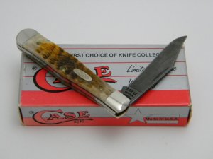 Case XX USA Damascus ROG6125 1/2 Bone Mini Coke Bottle Knife in Box