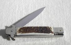 AKC LEVERLETTO 20cm - 8" GENUINE STAG WITH NEW MODIFIED BAYONET BLADE   