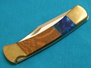 BUCK 110 CUSTOM LEOPARDWOOD HANDLE LOCKBACK FOLDING HUNTER HUNTING SKINNING POCKET KNIFE KNIVES