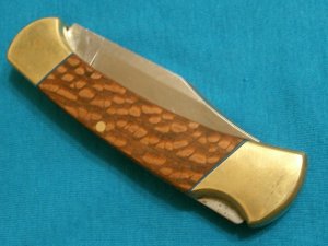 BUCK 112 4 DOT CUSTOM LEOPARDWOOD LOCKBACK FOLDING HUNTER HUNTING SKINNING POCKET KNIFE KNIVES