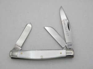 Queen Cutlery #57 Three Blade Serpentine In  Pearl:  3 5/8” closed, 1971,