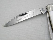 Queen Cutlery #57 Three Blade Serpentine In Pearl: 3 5/8” closed, 1971, Queen Cutlery #57 Three Blade Serpentine In Pearl: 3 5/8” closed, 1971,