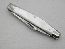 Queen Cutlery #57 Three Blade Serpentine In Pearl: 3 5/8” closed, 1971, Queen Cutlery #57 Three Blade Serpentine In Pearl: 3 5/8” closed, 1971,