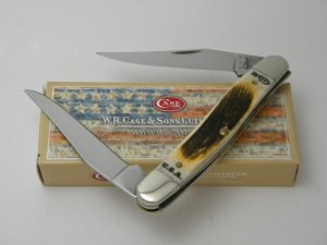 Case XX USA 2012 Amber Bone Muskrat Knife in Box