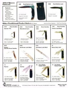 Queen Cutlery Co. Push Button Lock #410B: 3 ¼” closed, Queen Cutlery Co. Push Button Lock #410B: 3 ¼” closed,