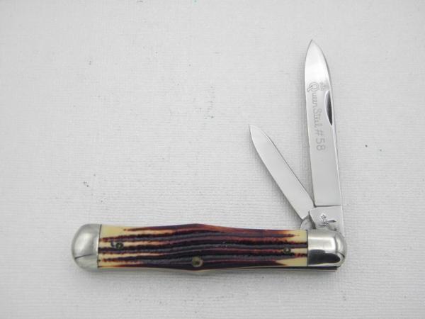 Queen Cutlery #58 Small Coke Bottle Jack  burnt orange imitation Winterbottom bone:  3 1/2” closed
