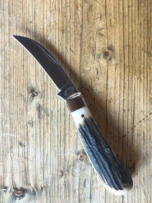 A Wright & Son Sheffield, England Hawksbill Pruner in Stag with Hawksbill Blade