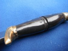 Vintage Hand Forged Custom-Made Camp Knife / Fixed Blade Knife with Horn Handle. Made in Mexico!!! Vintage Hand Forged Custom-Made Camp Knife / Fixed Blade Knife with Horn Handle. Made in Mexico!!!
