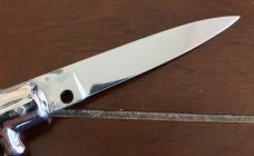 Bargeon Switchblade, 7 1/2 Inch, Stainless Steel Handle, Brass Liners, Hard To Find With Box, Unused