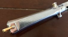 Bargeon Switchblade, 7 1/2 Inch, Stainless Steel Handle, Brass Liners, Hard To Find With Box, Unused