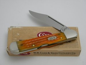 Case XX USA 1998  61549L Orange Bone Copperlock Knife in Box