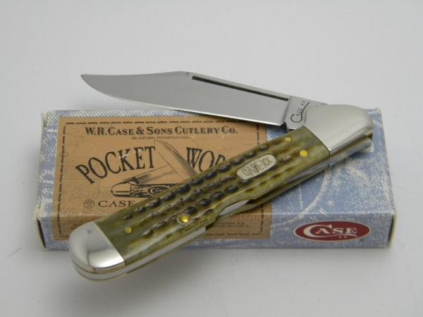 Case XX USA 1998  61549L Green Bone Pocket Worn Copperlock Knife in Box