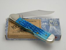 Case XX USA 2004  61549L Caribbean Blue Bone Pocket Worn Copperlock Knife in Box