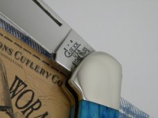 Case XX USA 2004  61549L Caribbean Blue Bone Pocket Worn Copperlock Knife in Box