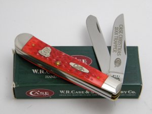 Case XX USA 2001  6254 Dark Red Bone Christmas Trapper Knife in Box