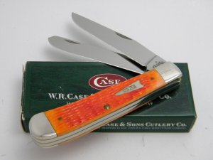 Case XX USA 2007  6254 Tangerine Bone Trapper Knife in Box