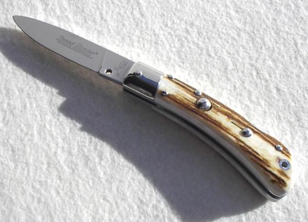 NOS CLASSIC GENUINE STAG ITALIAN AKC AUTO SPEED HUNTER NICKEL SILVER BOLSTERS - HAS HAIR TRIGGER