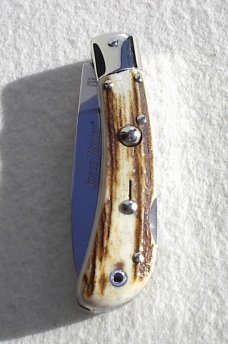 NOS CLASSIC GENUINE STAG ITALIAN AKC AUTO SPEED HUNTER NICKEL SILVER BOLSTERS - HAS HAIR TRIGGER