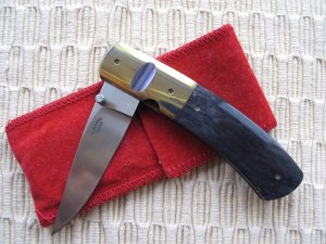 STAN FUJISAKA - GOLD & PURPLE GENTLEMAN'S LINER LOCK FOLDER