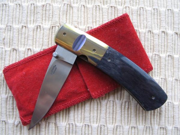 STAN FUJISAKA - GOLD & PURPLE GENTLEMAN'S LINER LOCK FOLDER STAN FUJISAKA - GOLD & PURPLE GENTLEMAN'S LINER LOCK FOLDER