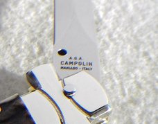 NOS A.G.A. CAMPOLIN 11" MALTESE GENUINE STAG STILETTO NICKEL SILVER BOLSTERS - W/ LEATHER POUCH