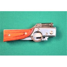 Gun Shaped Switchblade Knife - Rosewood Handle - Flashlight Gun Shaped Switchblade Knife - Rosewood Handle - Flashlight