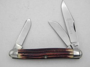 Queen Cutlery #9 Serpentine Stockman Burnt Orange imitation Winterbottom bone:  4” closed, circa 196