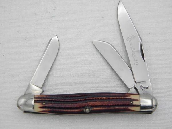 Queen Cutlery #9 Serpentine Stockman Burnt Orange imitation Winterbottom bone: 4” closed, circa 196 Queen Cutlery #9 Serpentine Stockman Burnt Orange imitation Winterbottom bone: 4” closed, circa 196