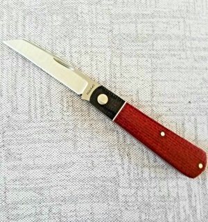 Jeffrey Mitchell Swayback Native..Red Burlap and Black Linen Micarta..A1 for steel..4" closed..pouch
